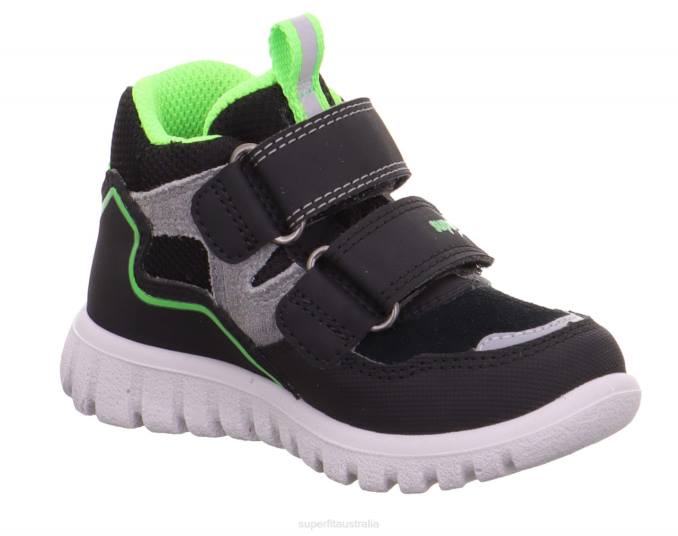 Superfit Black/Green Babies SPORT7 MINI - Sneakers high with Velcro Fastener Z6Z8401