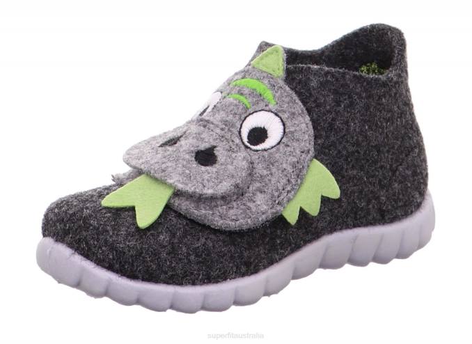 Superfit Black/Green Babies HAPPY - Slipper with Velcro Fastener Z6Z8157