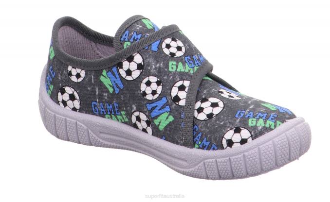 Superfit Grey/Green Babies BILL - Slipper with Velcro Fastener Z6Z85