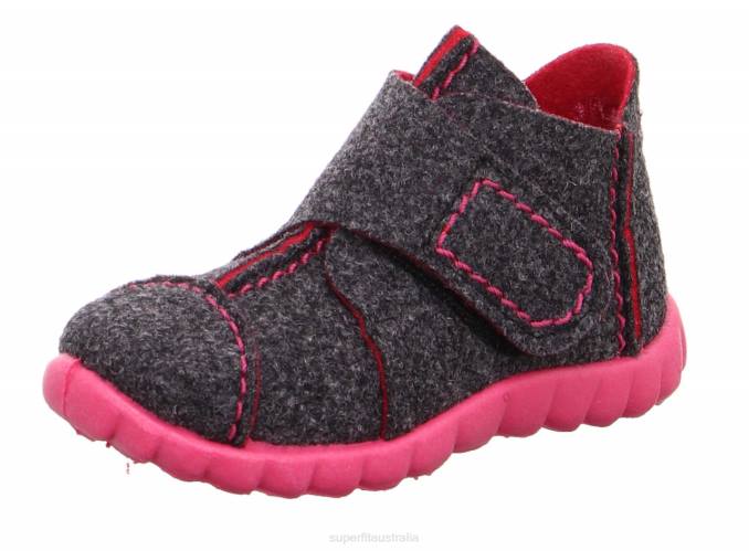 Superfit Grey/Pink Babies HAPPY - Slipper with Velcro Fastener Z6Z8127