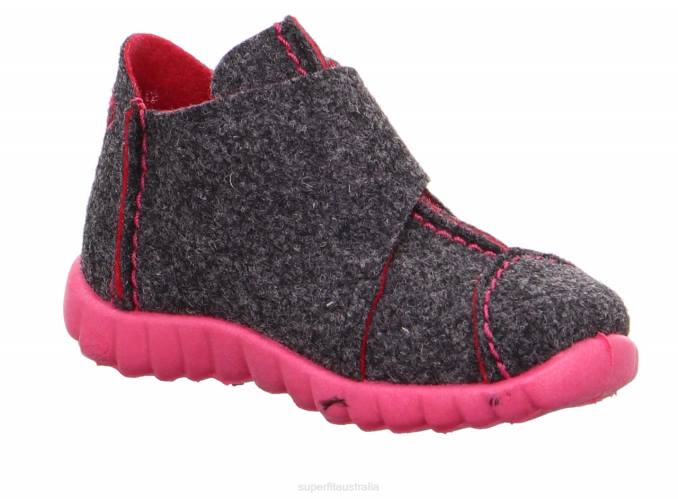 Superfit Grey/Pink Babies HAPPY - Slipper with Velcro Fastener Z6Z8127