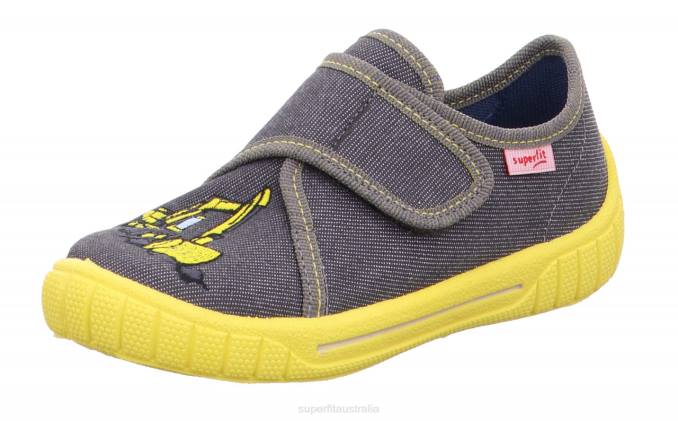 Superfit Grey/Yellow Babies BILL - Slipper with Velcro Fastener Z6Z869