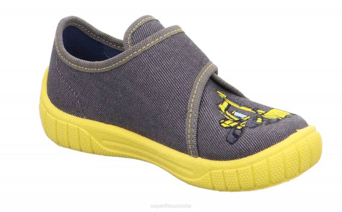 Superfit Grey/Yellow Babies BILL - Slipper with Velcro Fastener Z6Z869