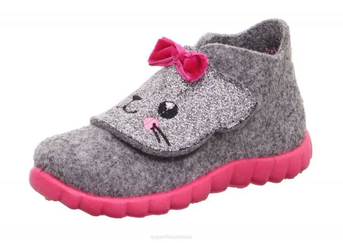 Superfit Light Grey/Pink Babies HAPPY - Slipper with Velcro Fastener Z6Z8160