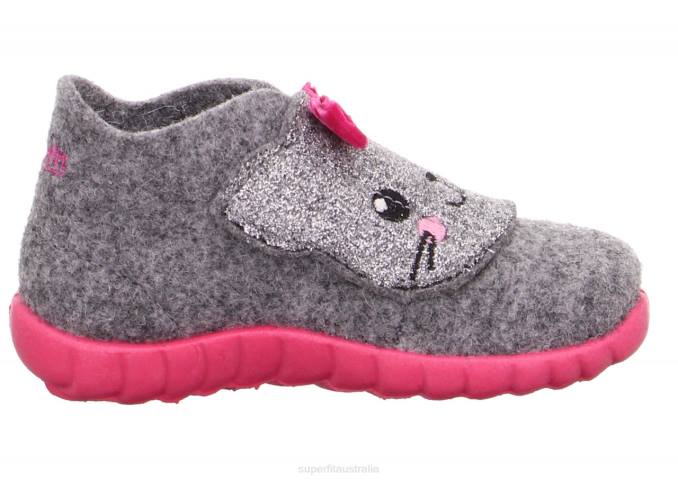 Superfit Light Grey/Pink Babies HAPPY - Slipper with Velcro Fastener Z6Z8160