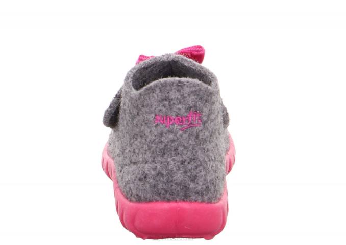 Superfit Light Grey/Pink Babies HAPPY - Slipper with Velcro Fastener Z6Z8160