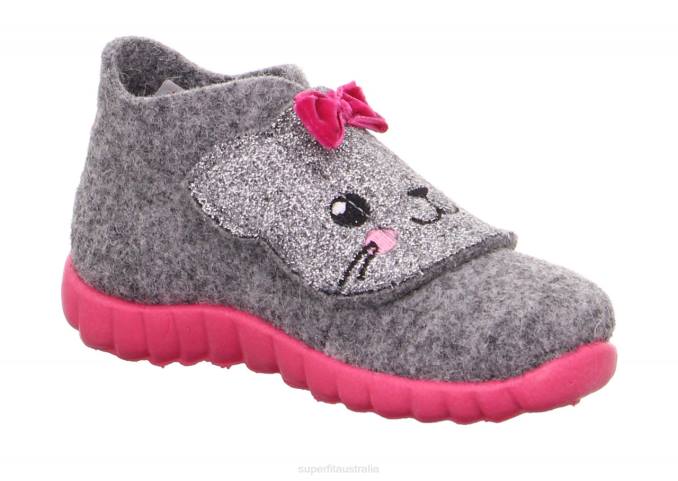 Superfit Light Grey/Pink Babies HAPPY - Slipper with Velcro Fastener Z6Z8160