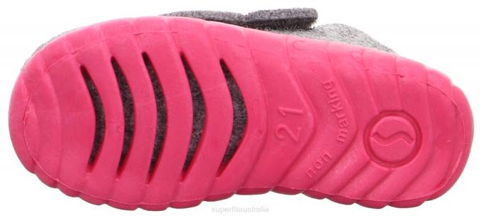 Superfit Light Grey/Pink Babies HAPPY - Slipper with Velcro Fastener Z6Z8160