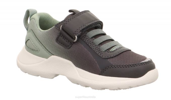 Superfit Grey/Light Green Kids & Teens RUSH - Sneakers low with Velcro Fastener Z6Z8531