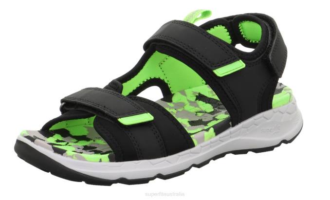 Superfit Black/Light Green Toddlers CRISS CROSS - Sandal with Velcro Fastener Z6Z8619