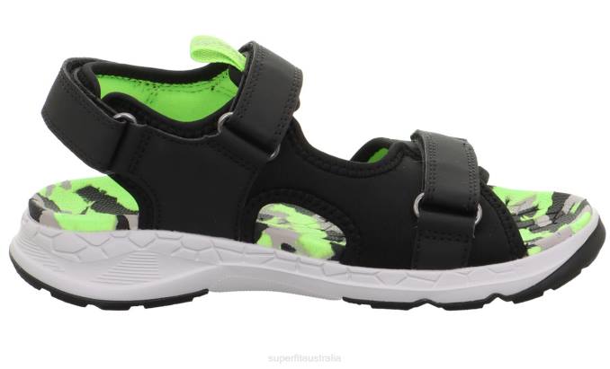 Superfit Black/Light Green Toddlers CRISS CROSS - Sandal with Velcro Fastener Z6Z8619