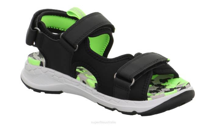 Superfit Black/Light Green Toddlers CRISS CROSS - Sandal with Velcro Fastener Z6Z8619