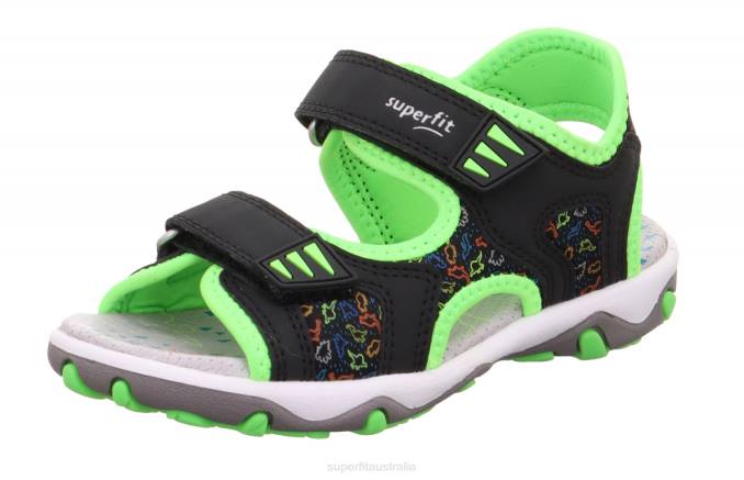 Superfit Black/Light Green Toddlers MIKE 3.0 - Sandal with Velcro Fastener Z6Z8674