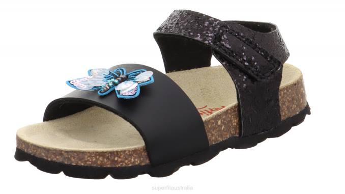 Superfit Black Toddlers FUSSBETTPANTOFFEL - Sandal with Velcro Fastener Z6Z8551