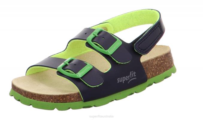 Superfit Blue/Green Toddlers FUSSBETTPANTOFFEL - Sandal with Buckle Z6Z8587