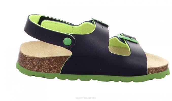 Superfit Blue/Green Toddlers FUSSBETTPANTOFFEL - Sandal with Buckle Z6Z8587