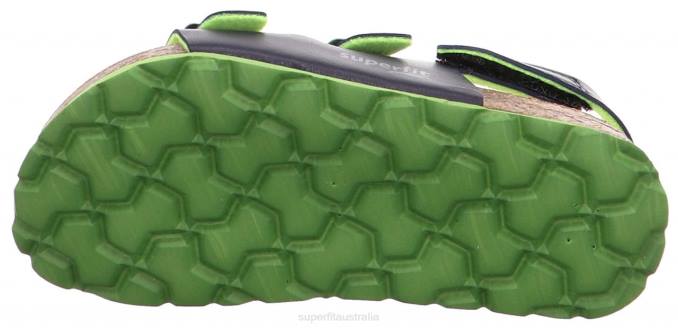 Superfit Blue/Green Toddlers FUSSBETTPANTOFFEL - Sandal with Buckle Z6Z8587