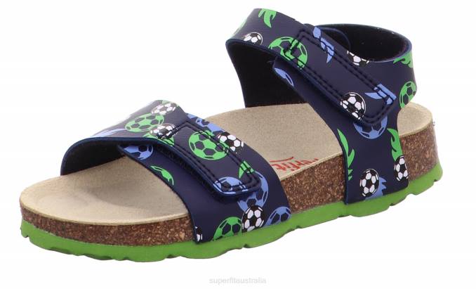 Superfit Blue/Green Toddlers FUSSBETTPANTOFFEL - Sandal with Velcro Fastener Z6Z8555