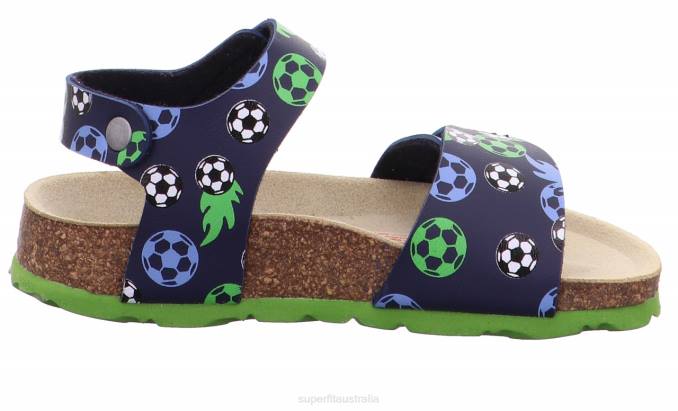 Superfit Blue/Green Toddlers FUSSBETTPANTOFFEL - Sandal with Velcro Fastener Z6Z8555