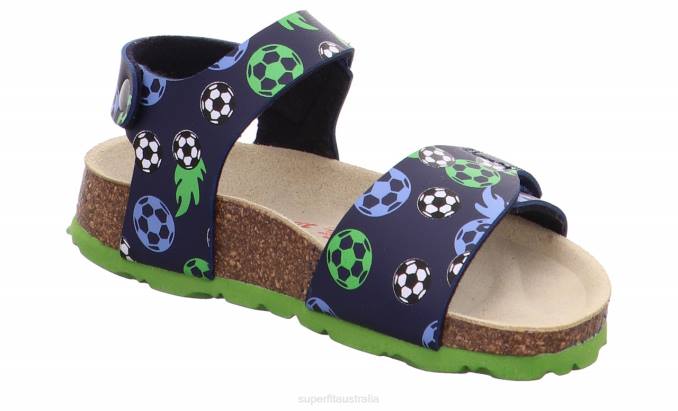 Superfit Blue/Green Toddlers FUSSBETTPANTOFFEL - Sandal with Velcro Fastener Z6Z8555