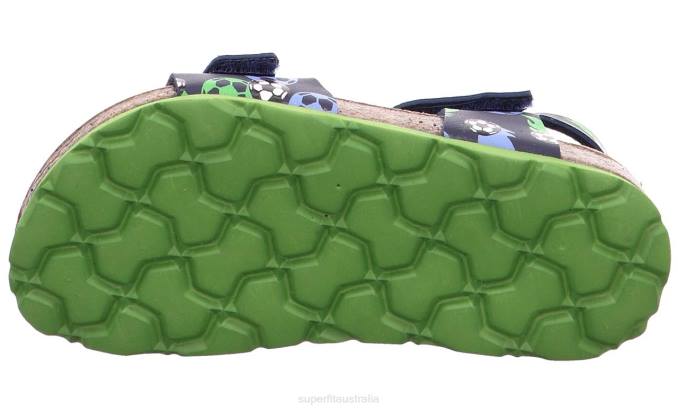 Superfit Blue/Green Toddlers FUSSBETTPANTOFFEL - Sandal with Velcro Fastener Z6Z8555