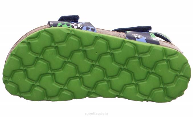 Superfit Blue/Green Toddlers FUSSBETTPANTOFFEL - Sandal with Velcro Fastener Z6Z8555