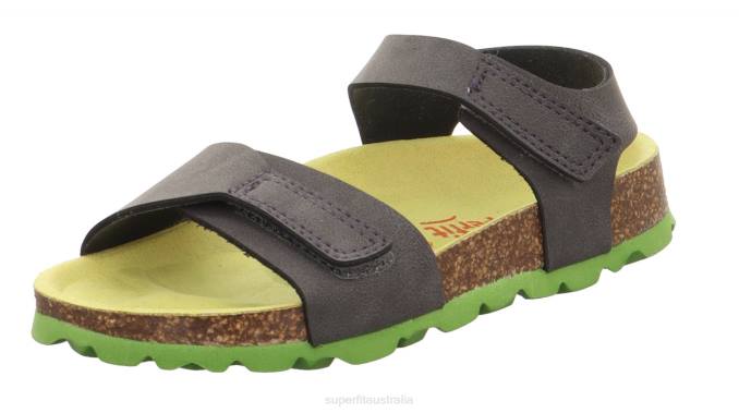 Superfit Grey/Green Toddlers FUSSBETTPANTOFFEL - Sandal with Velcro Fastener Z6Z8575