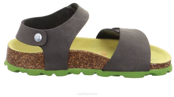 Superfit Grey/Green Toddlers FUSSBETTPANTOFFEL - Sandal with Velcro Fastener Z6Z8575