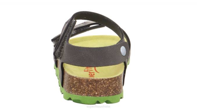 Superfit Grey/Green Toddlers FUSSBETTPANTOFFEL - Sandal with Velcro Fastener Z6Z8575