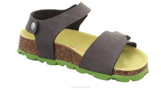 Superfit Grey/Green Toddlers FUSSBETTPANTOFFEL - Sandal with Velcro Fastener Z6Z8575