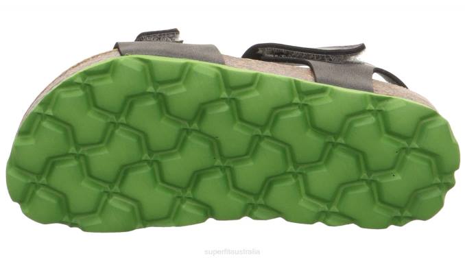 Superfit Grey/Green Toddlers FUSSBETTPANTOFFEL - Sandal with Velcro Fastener Z6Z8575