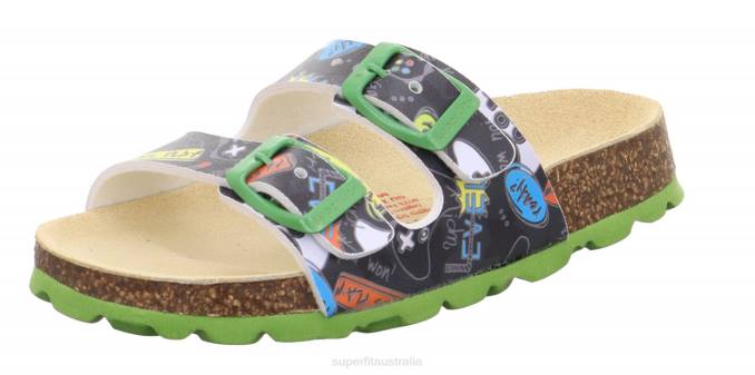 Superfit Black/Multicoloured Toddlers FUSSBETTPANTOFFEL - Slipper with Buckle Z6Z8549