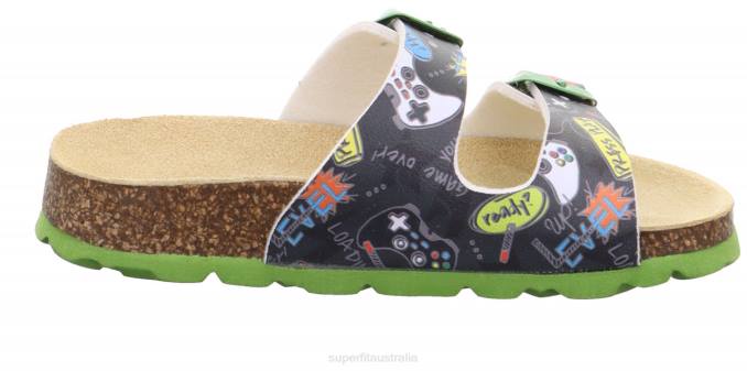 Superfit Black/Multicoloured Toddlers FUSSBETTPANTOFFEL - Slipper with Buckle Z6Z8549