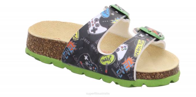 Superfit Black/Multicoloured Toddlers FUSSBETTPANTOFFEL - Slipper with Buckle Z6Z8549