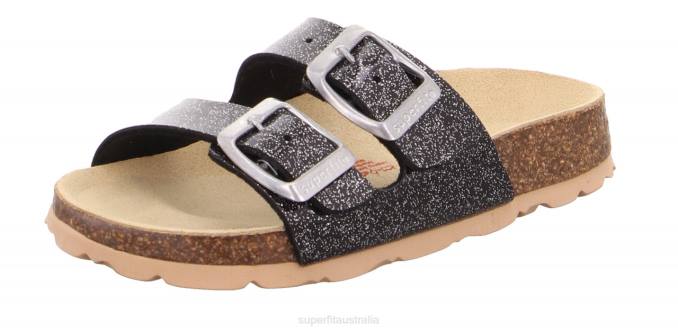 Superfit Black/Silver Toddlers FUSSBETTPANTOFFEL - Slipper with Buckle Z6Z8569