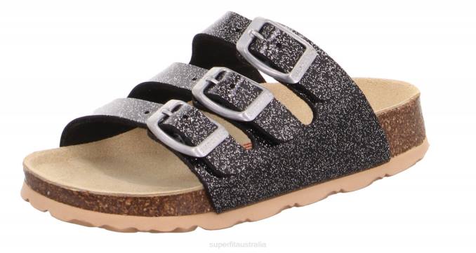 Superfit Black/Silver Toddlers FUSSBETTPANTOFFEL - Slipper with Buckle Z6Z8578