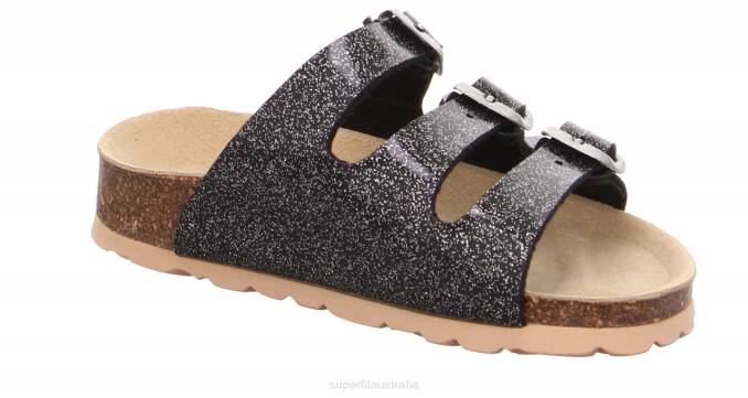 Superfit Black/Silver Toddlers FUSSBETTPANTOFFEL - Slipper with Buckle Z6Z8578