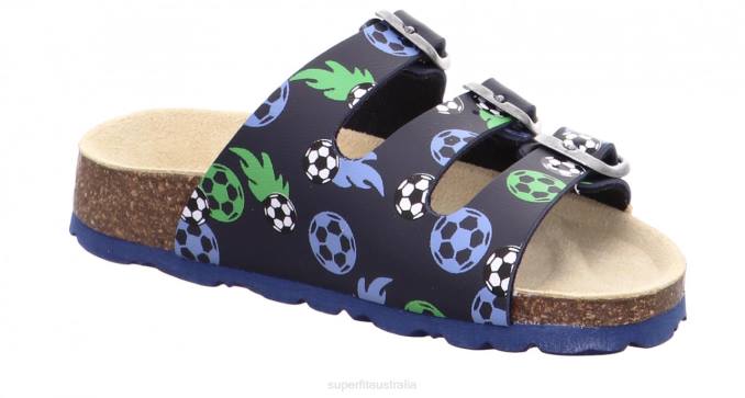 Superfit Blue/Green Toddlers FUSSBETTPANTOFFEL - Slipper with Buckle Z6Z8561