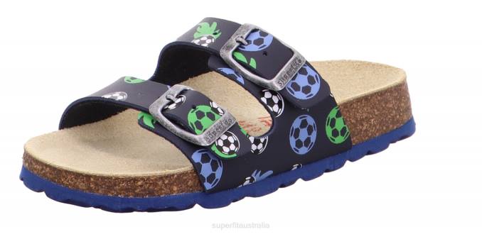 Superfit Blue/Green Toddlers FUSSBETTPANTOFFEL - Slipper with Buckle Z6Z8577