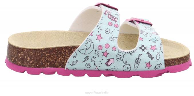 Superfit Grey/Multicoloured Toddlers FUSSBETTPANTOFFEL - Slipper with Buckle Z6Z8589