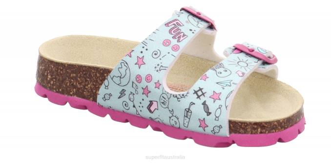 Superfit Grey/Multicoloured Toddlers FUSSBETTPANTOFFEL - Slipper with Buckle Z6Z8589