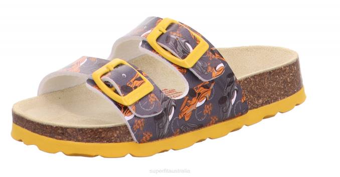 Superfit Grey/Orange Toddlers FUSSBETTPANTOFFEL - Slipper with Buckle Z6Z8566