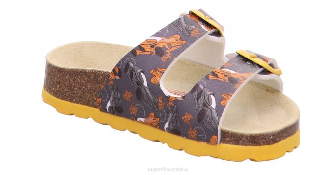 Superfit Grey/Orange Toddlers FUSSBETTPANTOFFEL - Slipper with Buckle Z6Z8566