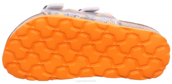 Superfit Grey/Orange Toddlers FUSSBETTPANTOFFEL - Slipper with Buckle Z6Z8591