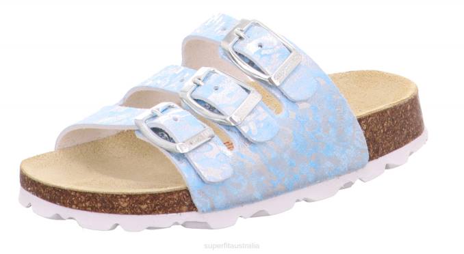 Superfit Light Blue/Silver Toddlers FUSSBETTPANTOFFEL - Slipper with Buckle Z6Z8605