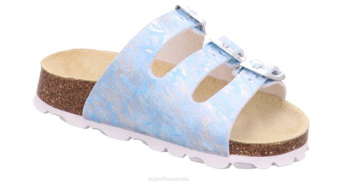 Superfit Light Blue/Silver Toddlers FUSSBETTPANTOFFEL - Slipper with Buckle Z6Z8605