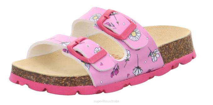 Superfit Pink/Multi Coloure Toddlers FUSSBETTPANTOFFEL - Slipper with Buckle Z6Z8556