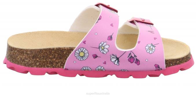 Superfit Pink/Multi Coloure Toddlers FUSSBETTPANTOFFEL - Slipper with Buckle Z6Z8556