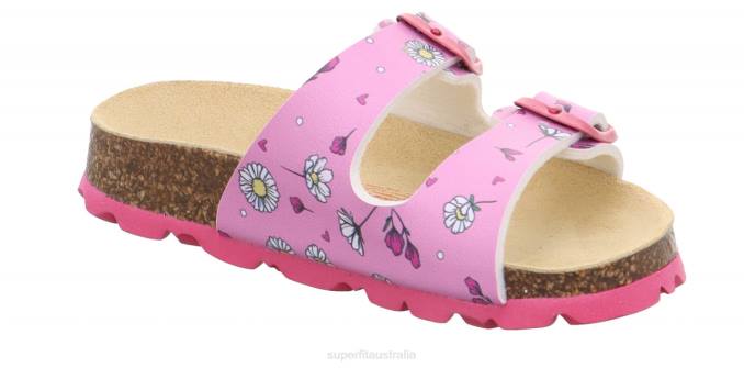 Superfit Pink/Multi Coloure Toddlers FUSSBETTPANTOFFEL - Slipper with Buckle Z6Z8556