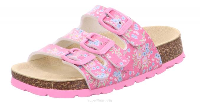 Superfit Pink/Multi Coloure Toddlers FUSSBETTPANTOFFEL - Slipper with Buckle Z6Z8598